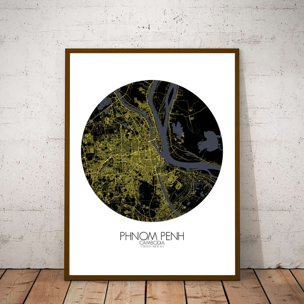 Mapospheres Phnom Penh Night round shape design poster city map