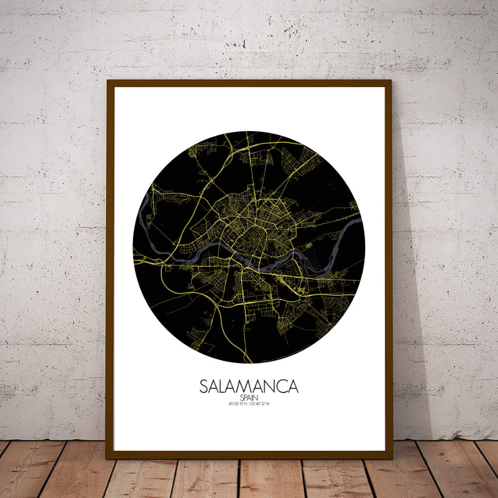Mapospheres Salamanca Night round shape design poster city map