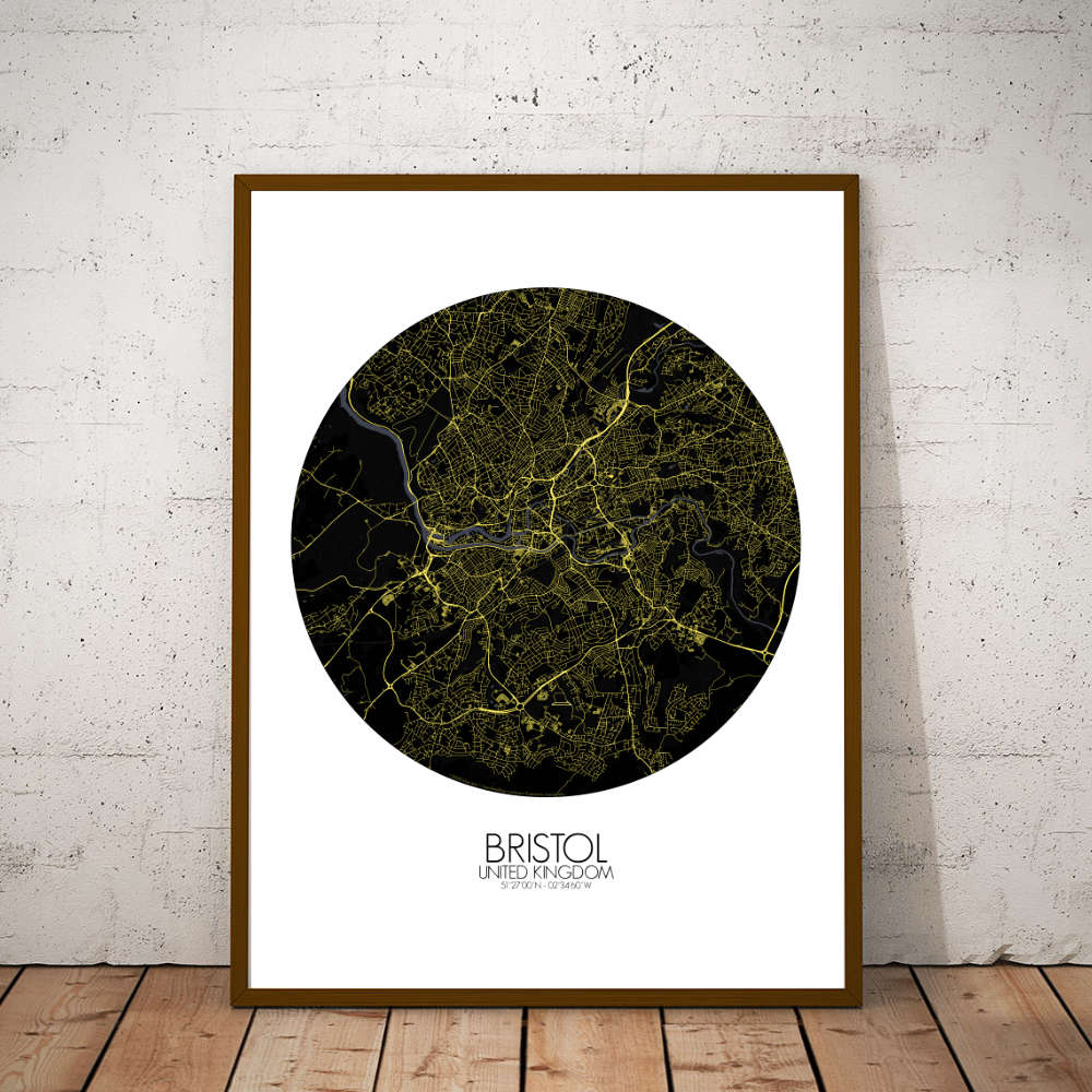 Mapospheres Bristol Night round shape design poster city map