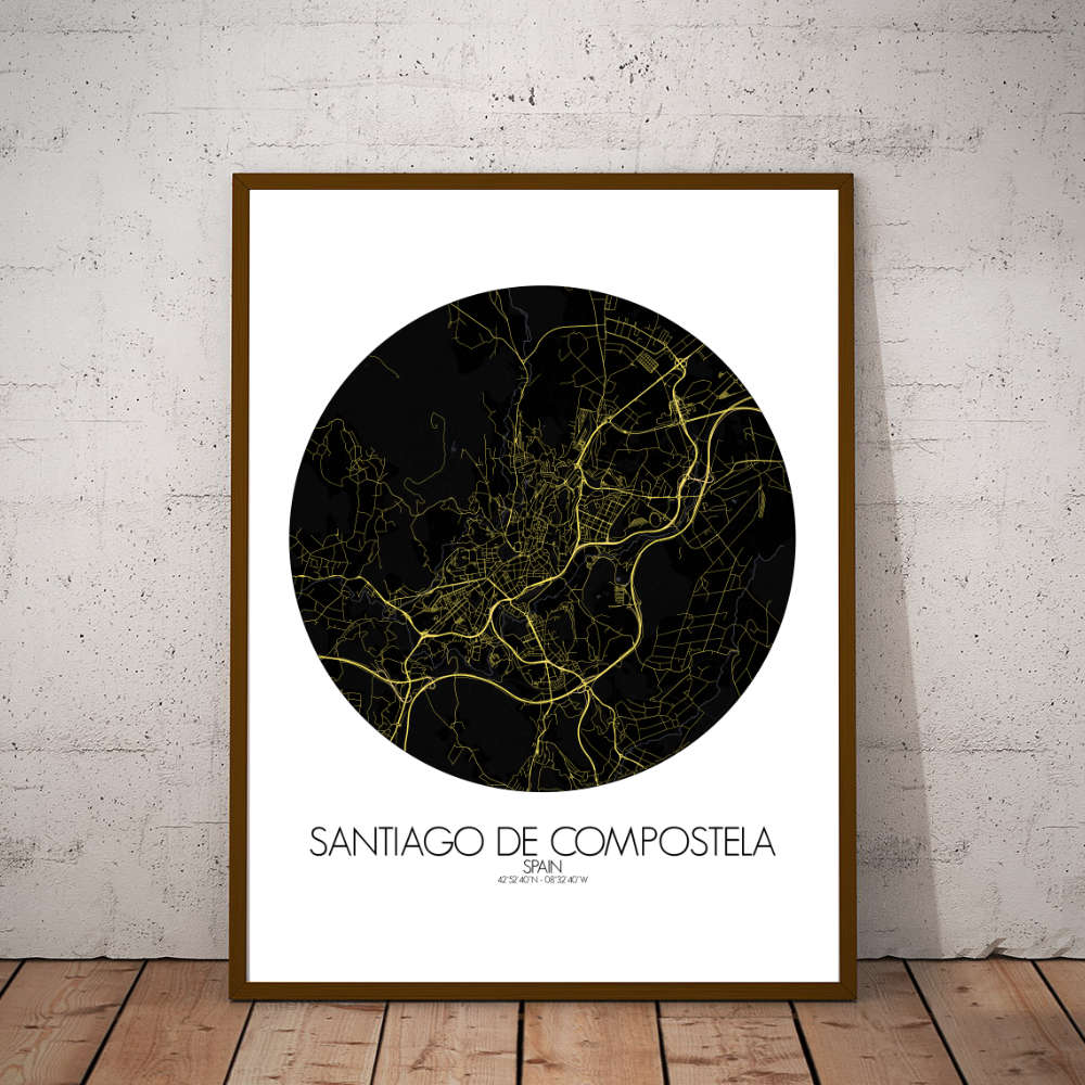 Mapospheres Santiago Night round shape design poster affiche city map