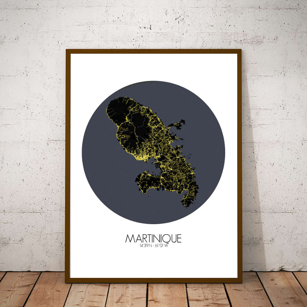 Mapospheres Martinique Night round shape design poster city map