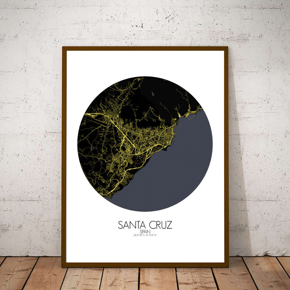 Mapospheres Santa Cruz de Tenerife Night round shape design poster affiche city map
