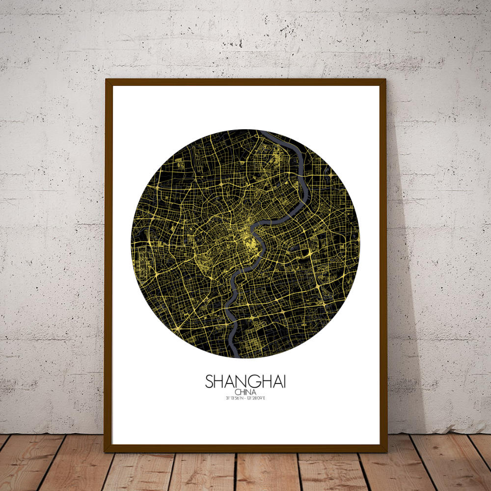 Mapospheres Shanghai Night round shape design poster city map