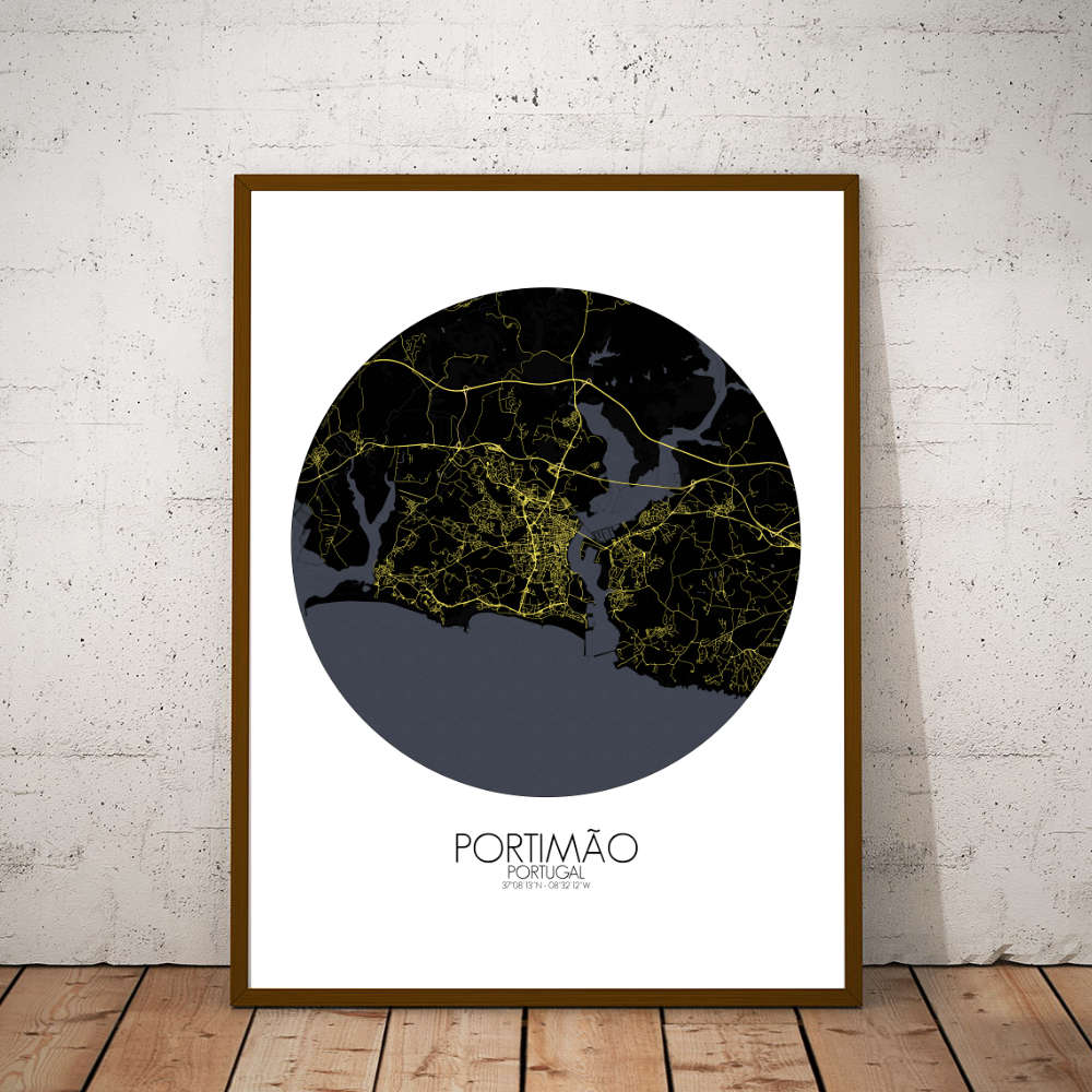 Mapospheres Portimao Night round shape design poster city map