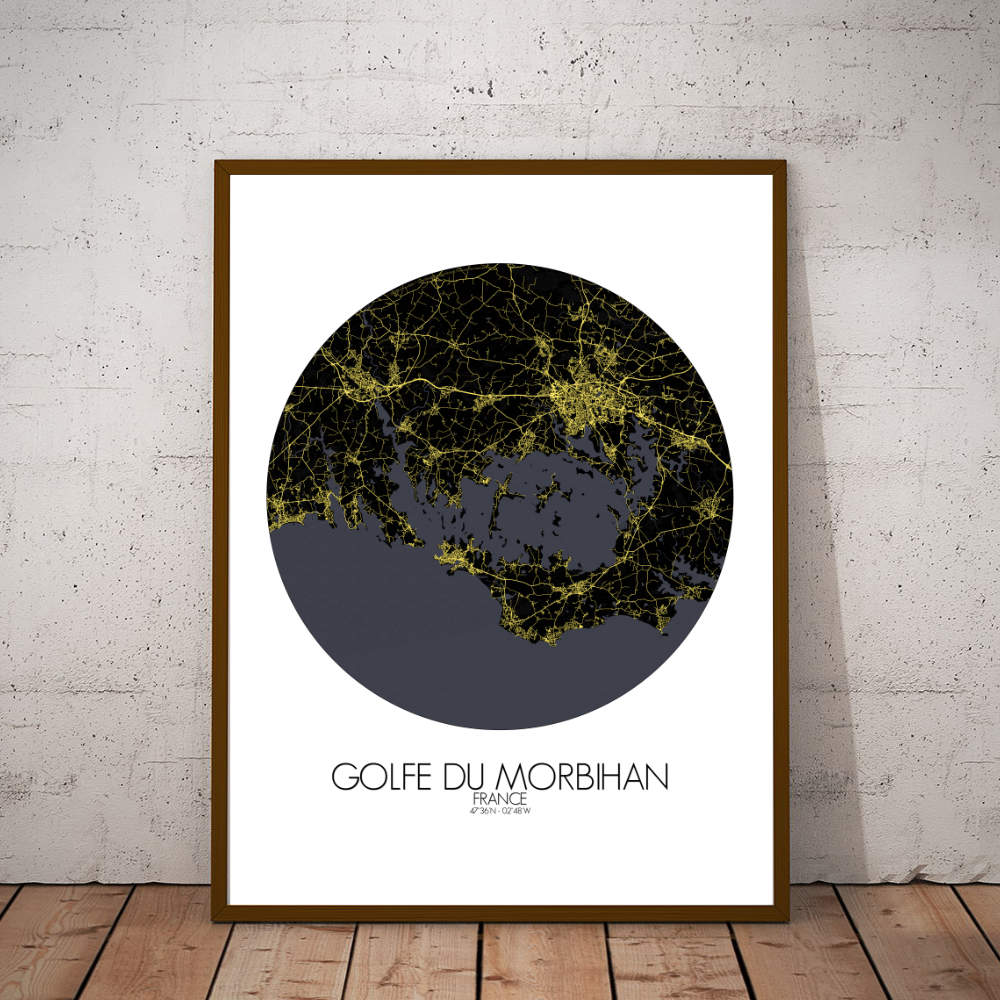 Mapospheres the Gulf of Morbihan Night round shape design poster city map