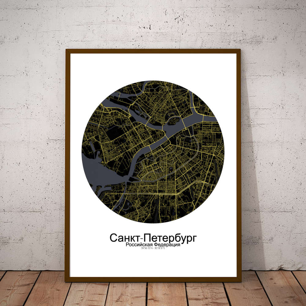 Mapospheres Saint Petersburg Night Design round shape design poster city map