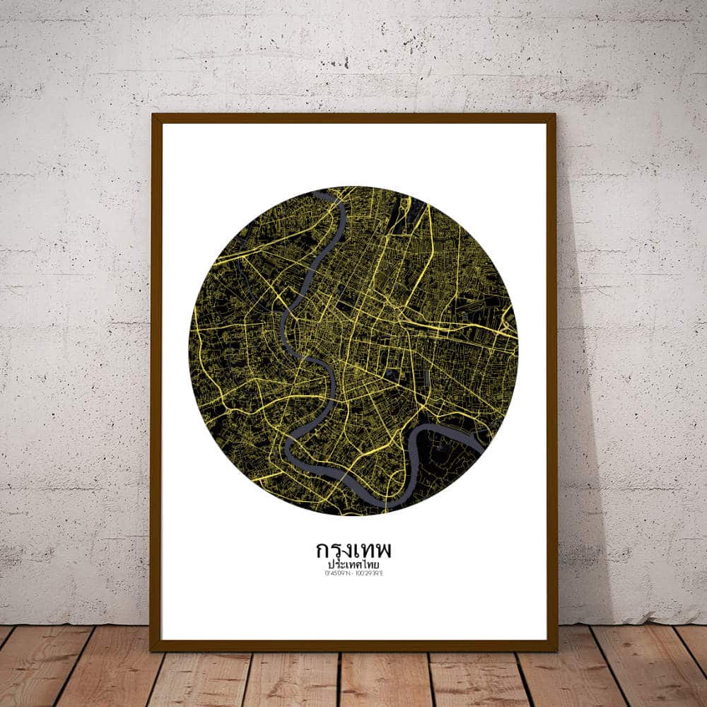 Mapospheres Bangkok Night round shape design poster city map