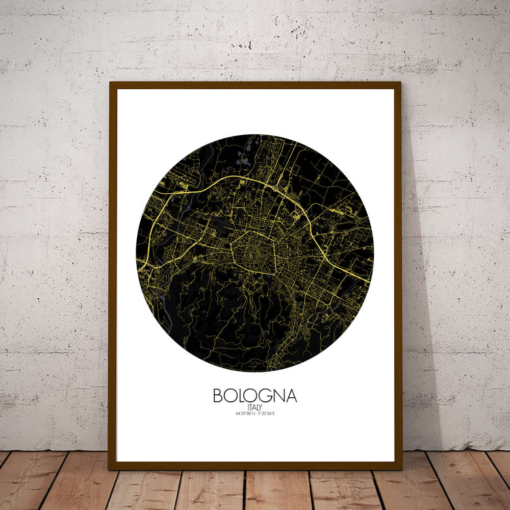 Mapospheres Bologna Night round shape design poster affiche city map