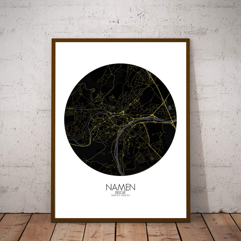 Mapospheres Namur Night round shape design poster city map