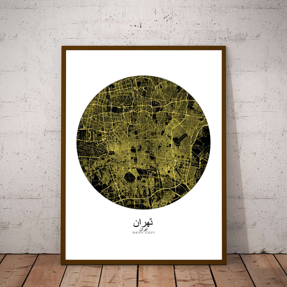 Mapospheres Tehran Night round shape design poster city map