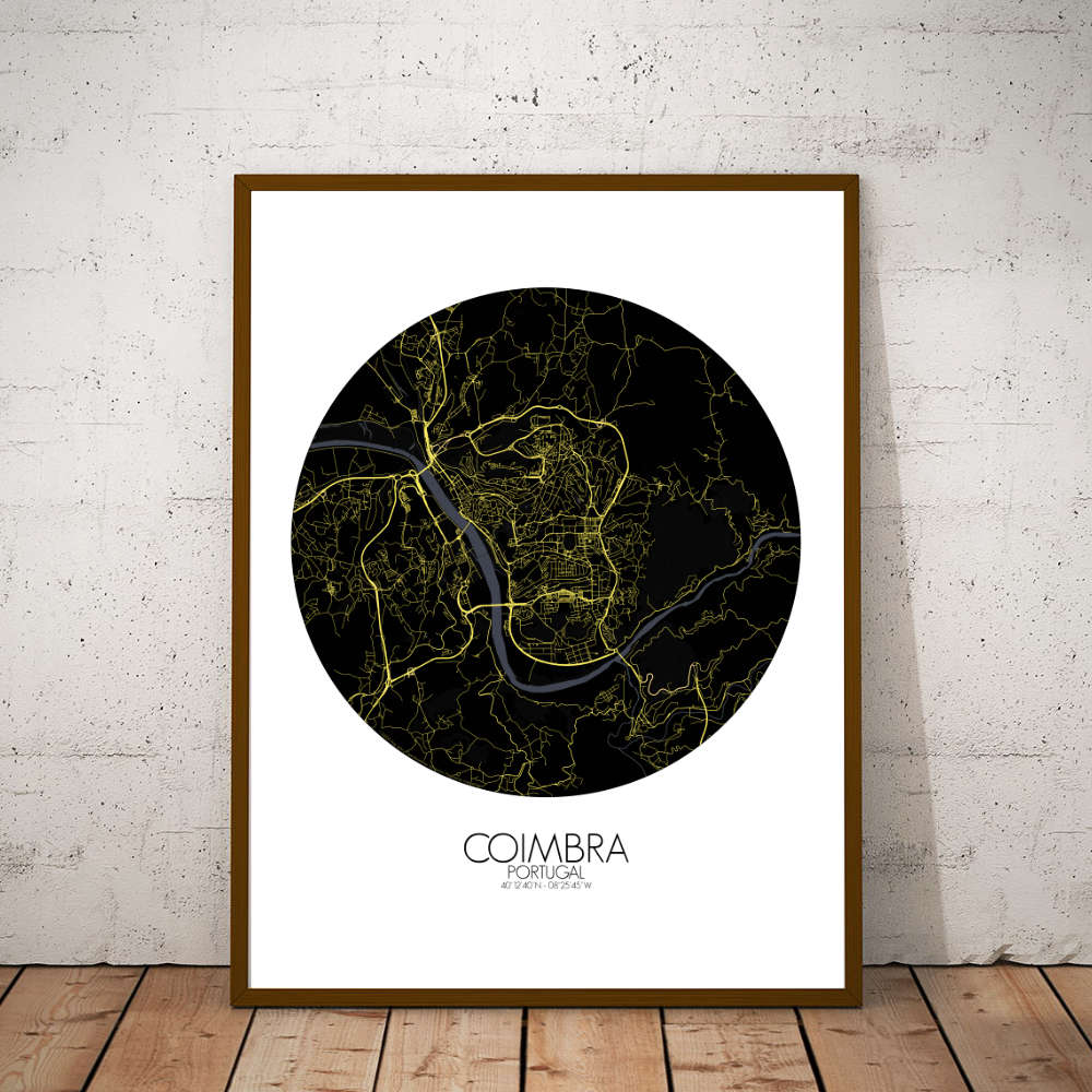 Mapospheres Coimbra Night round shape design poster city map
