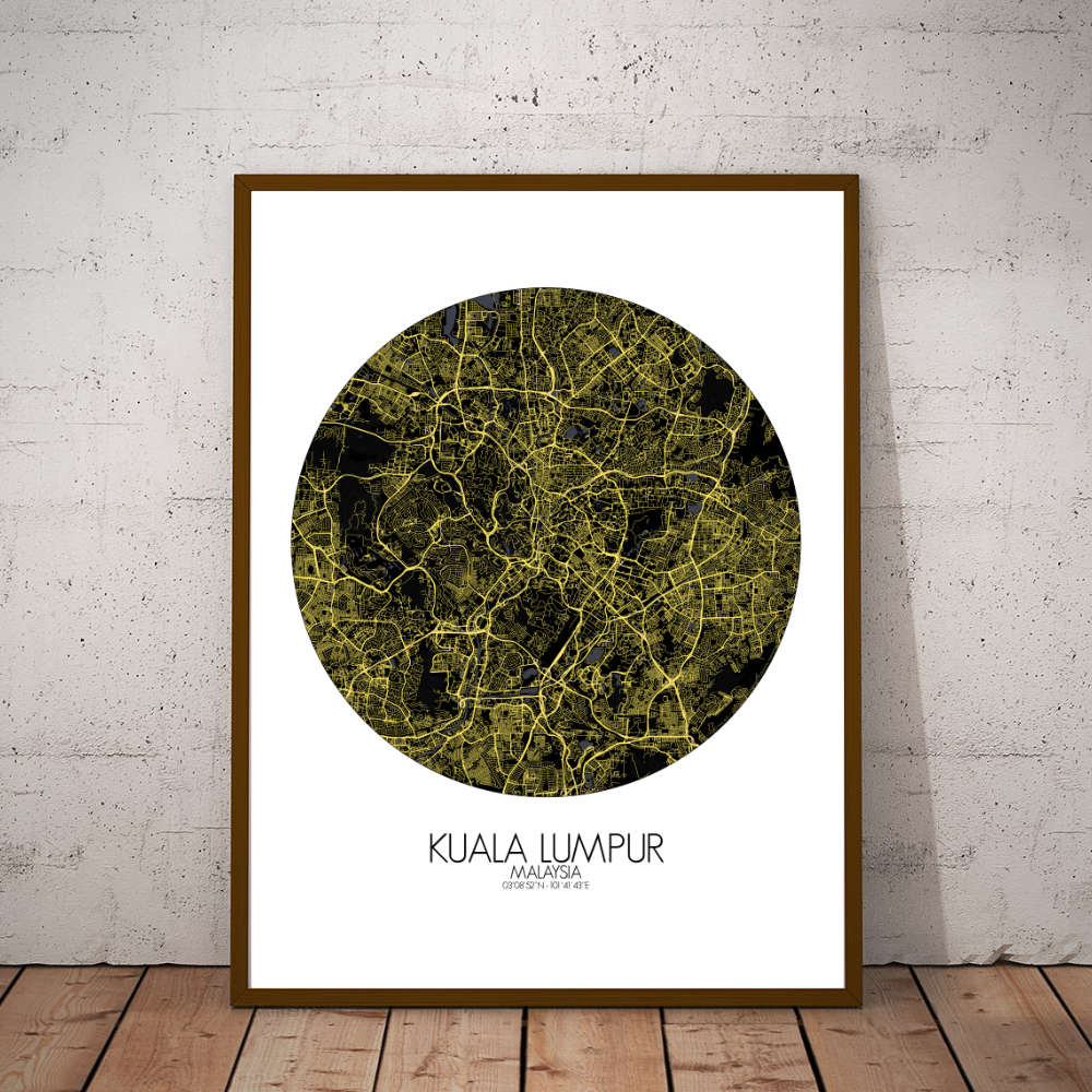 Mapospheres Kuala Lumpur KL Night round shape design poster city map