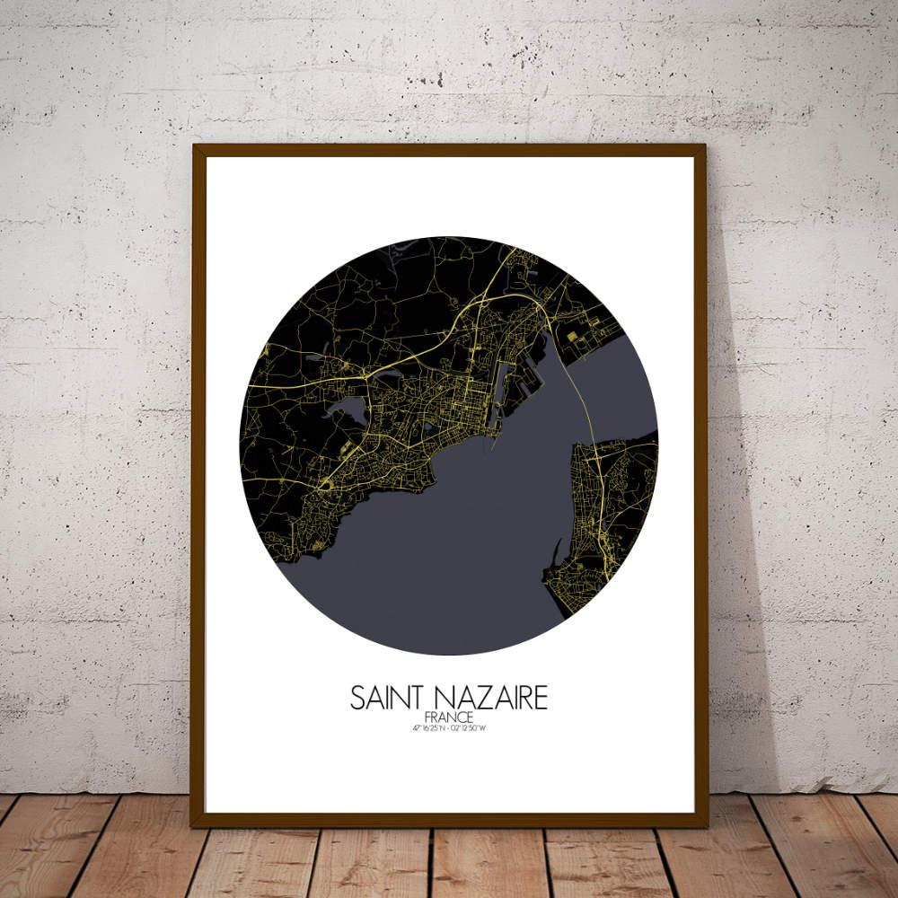 Mapospheres Saint Nazaire Night round shape design poster city map