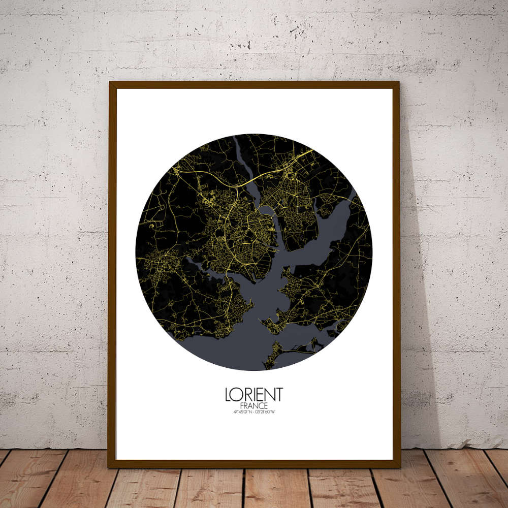 Mapospheres Lorient Night round shape design poster city map
