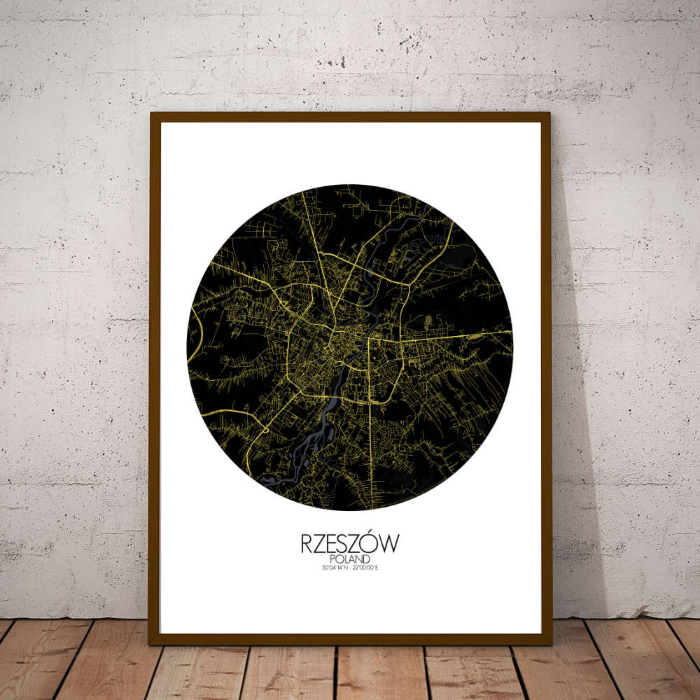 Mapospheres Rzeszow Night round shape design poster city map