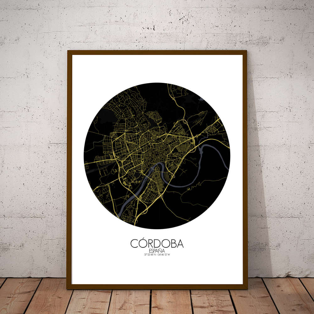 Mapospheres Cordoba Night round shape design poster affiche city map