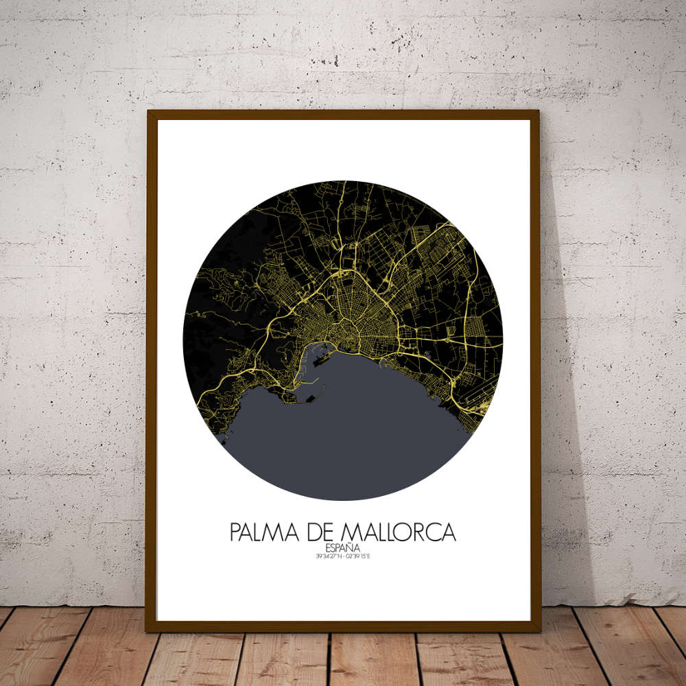 Mapospheres Palma Night round shape design poster affiche city map