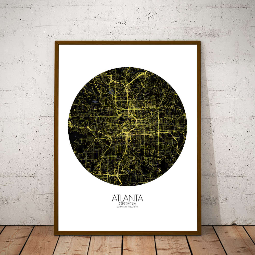 Mapospheres Atlanta Georgia Night round shape design poster city map