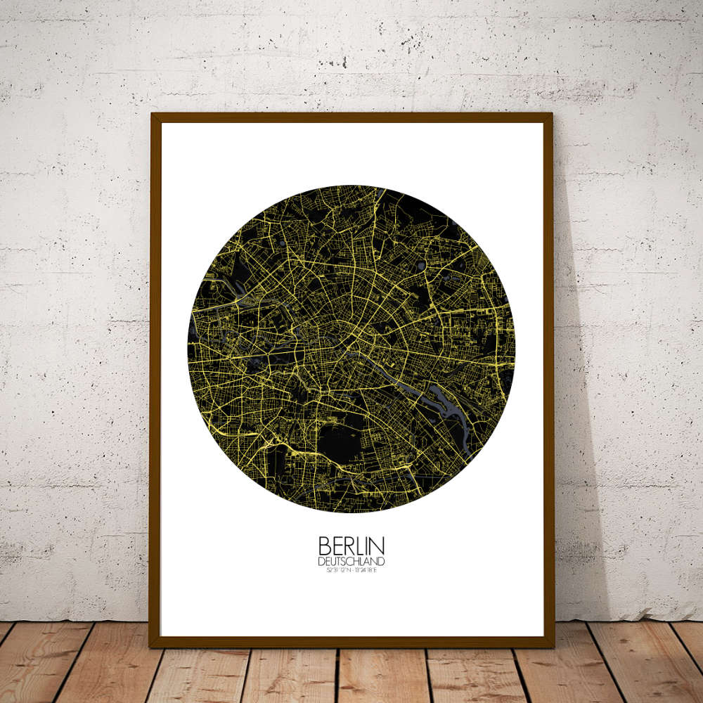 Mapospheres Berlin Night round shape design poster city map
