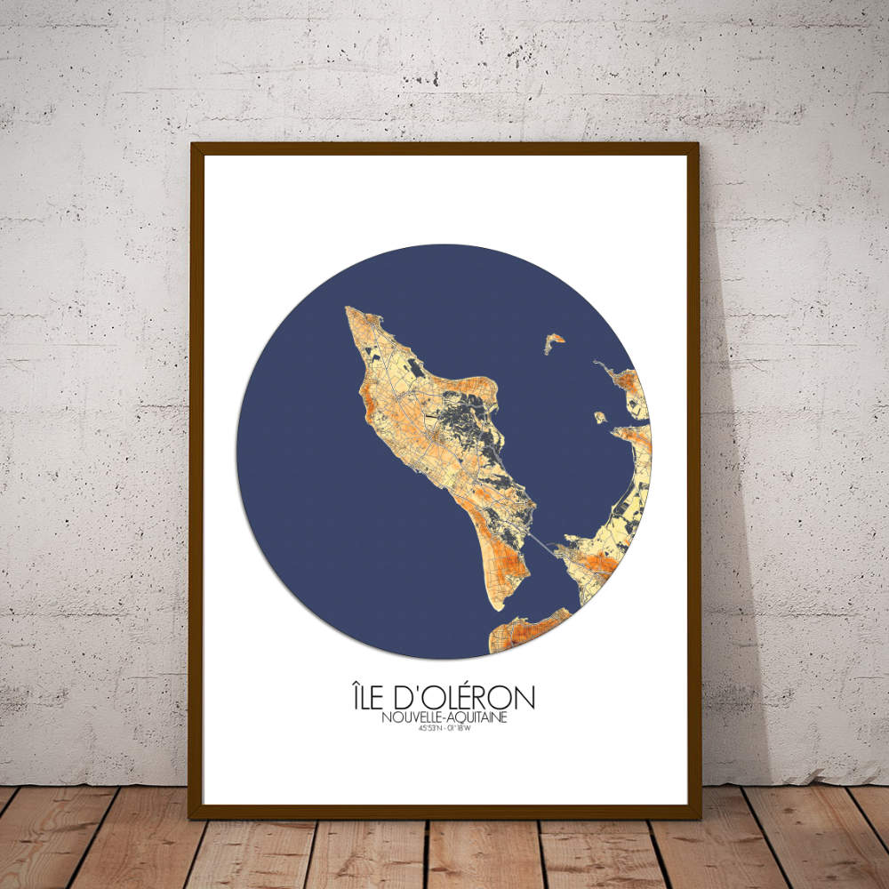 Mapospheres oleron Elevation Map round shape design poster city map