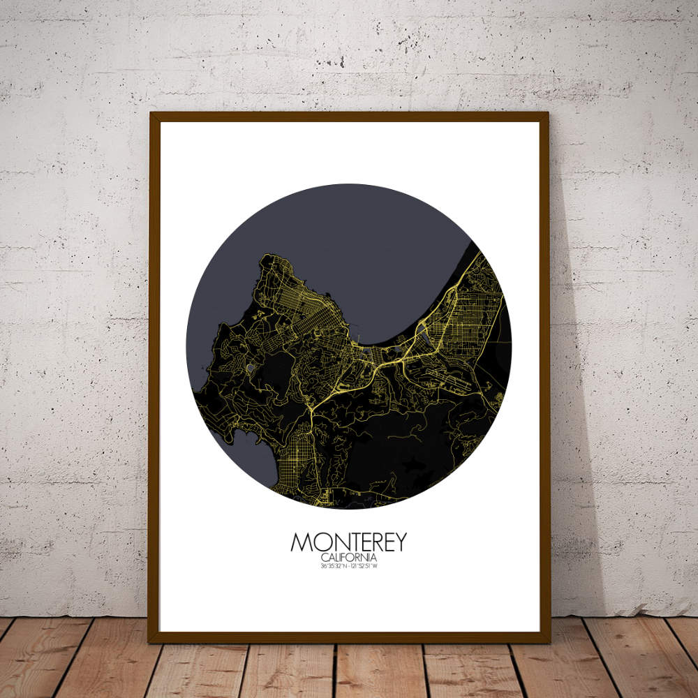 Mapospheres Monterey Night round shape design poster city map