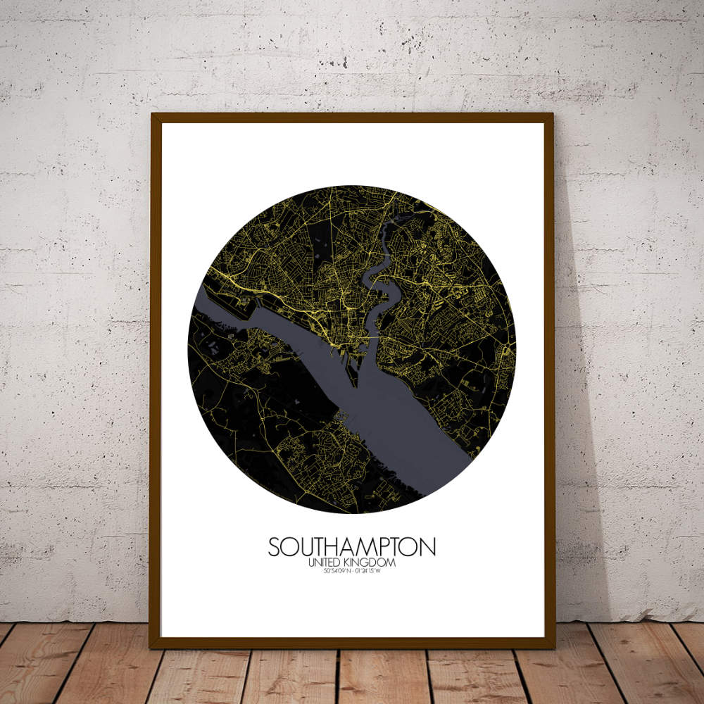 Mapospheres Southampton Night round shape design poster city map