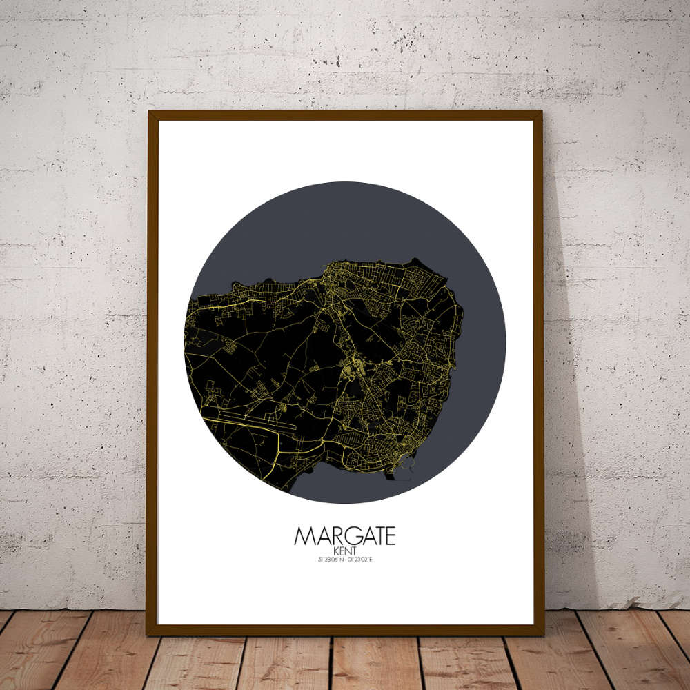 Mapospheres Margate Night Design round shape design poster affiche city map
