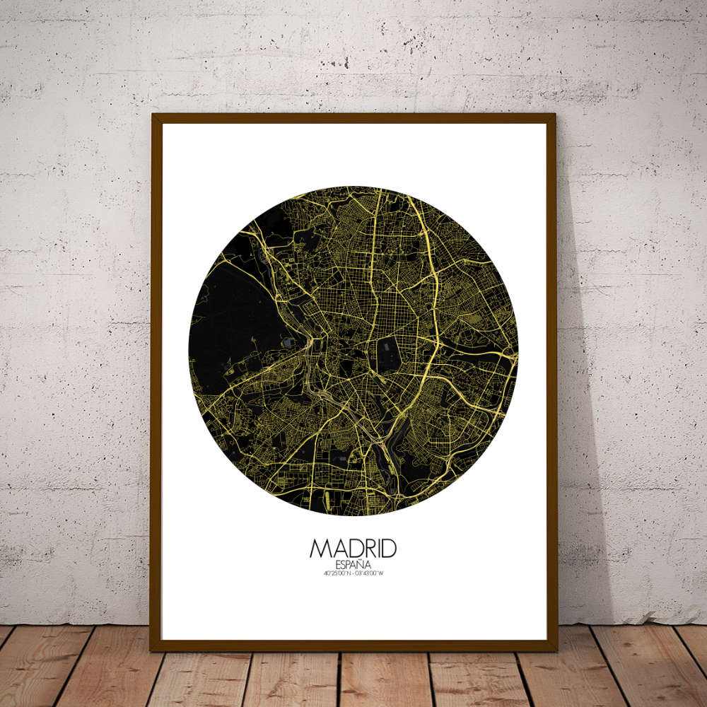 Mapospheres Madrid Night round shape design poster affiche city map