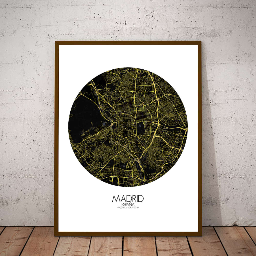 Mapospheres Madrid Night round shape design poster affiche city map