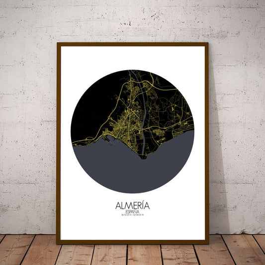 Mapospheres Almeria Night round shape design poster affiche city map