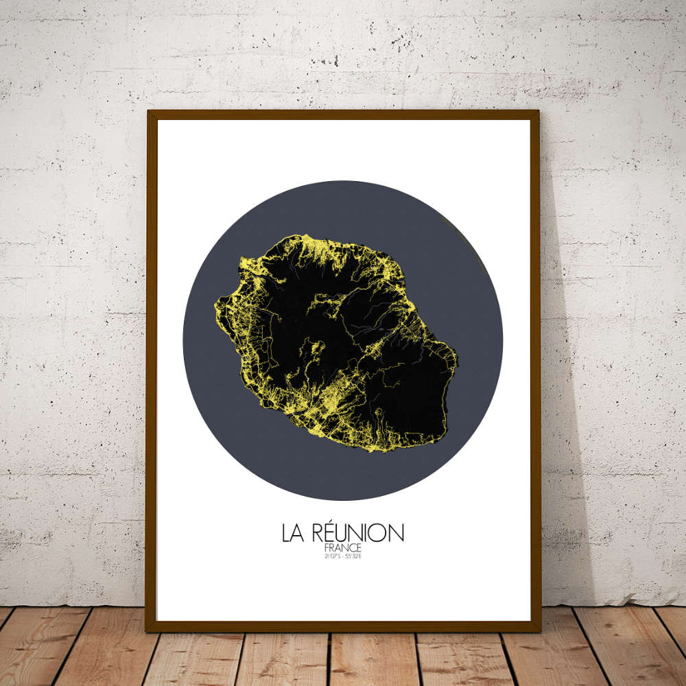 Mapospheres La Reunion Night round shape design poster city map