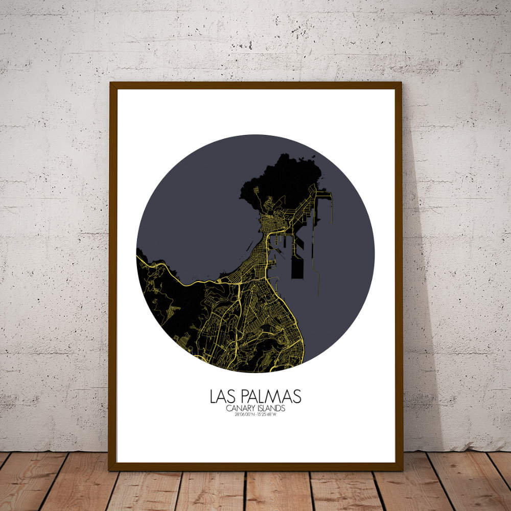 Mapospheres Las Palmas Night round shape design poster affiche city map