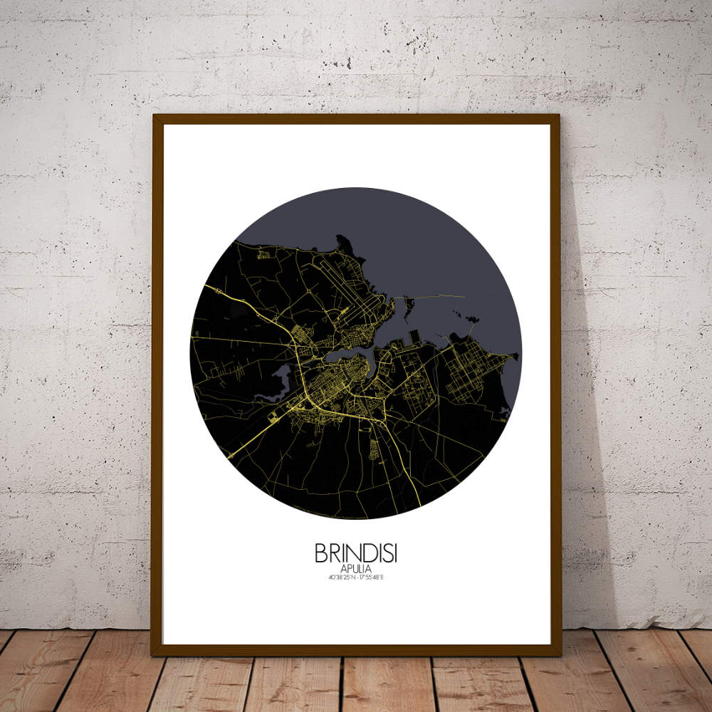 Mapospheres Brindisi Night round shape design poster city map