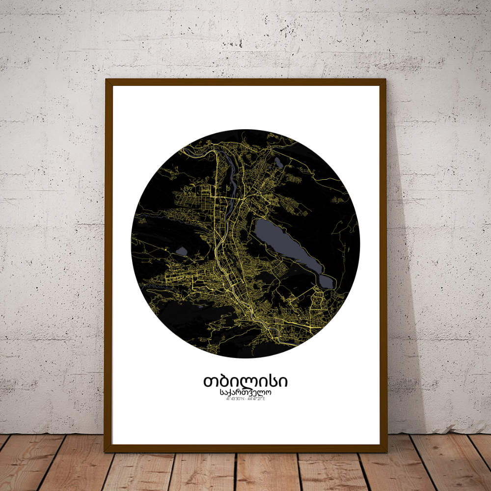Mapospheres Tbilisi Night round shape design poster affiche city map