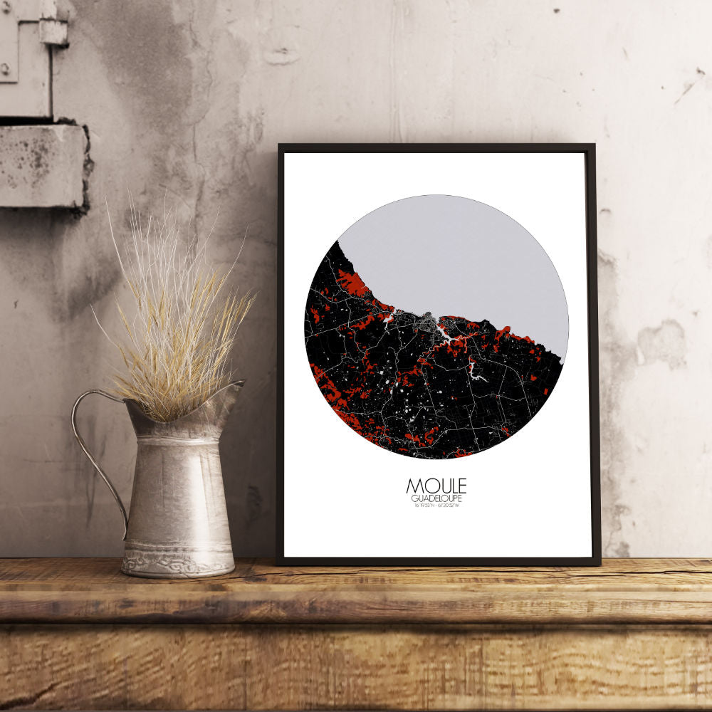 Mapospheres Moule Red dark round shape design poster city map