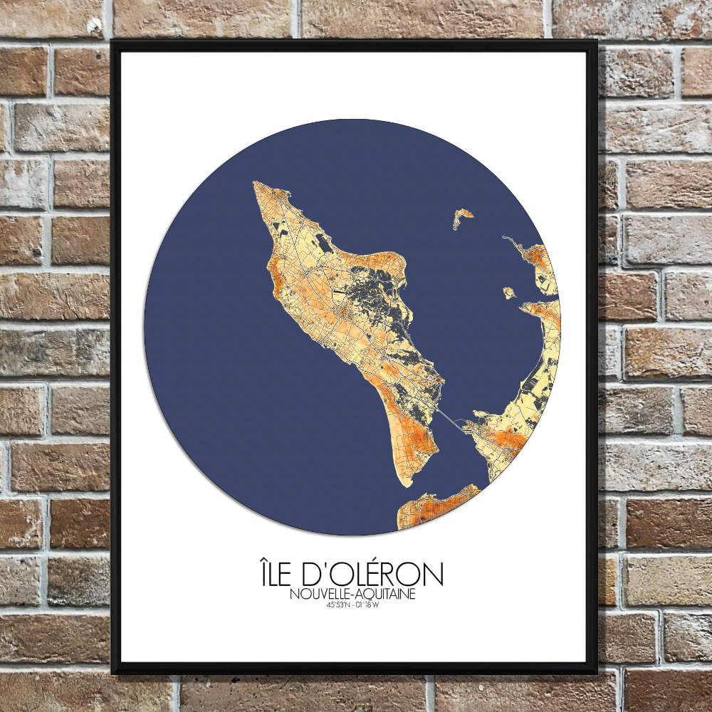 Mapospheres oleron Elevation Map round shape design poster city map