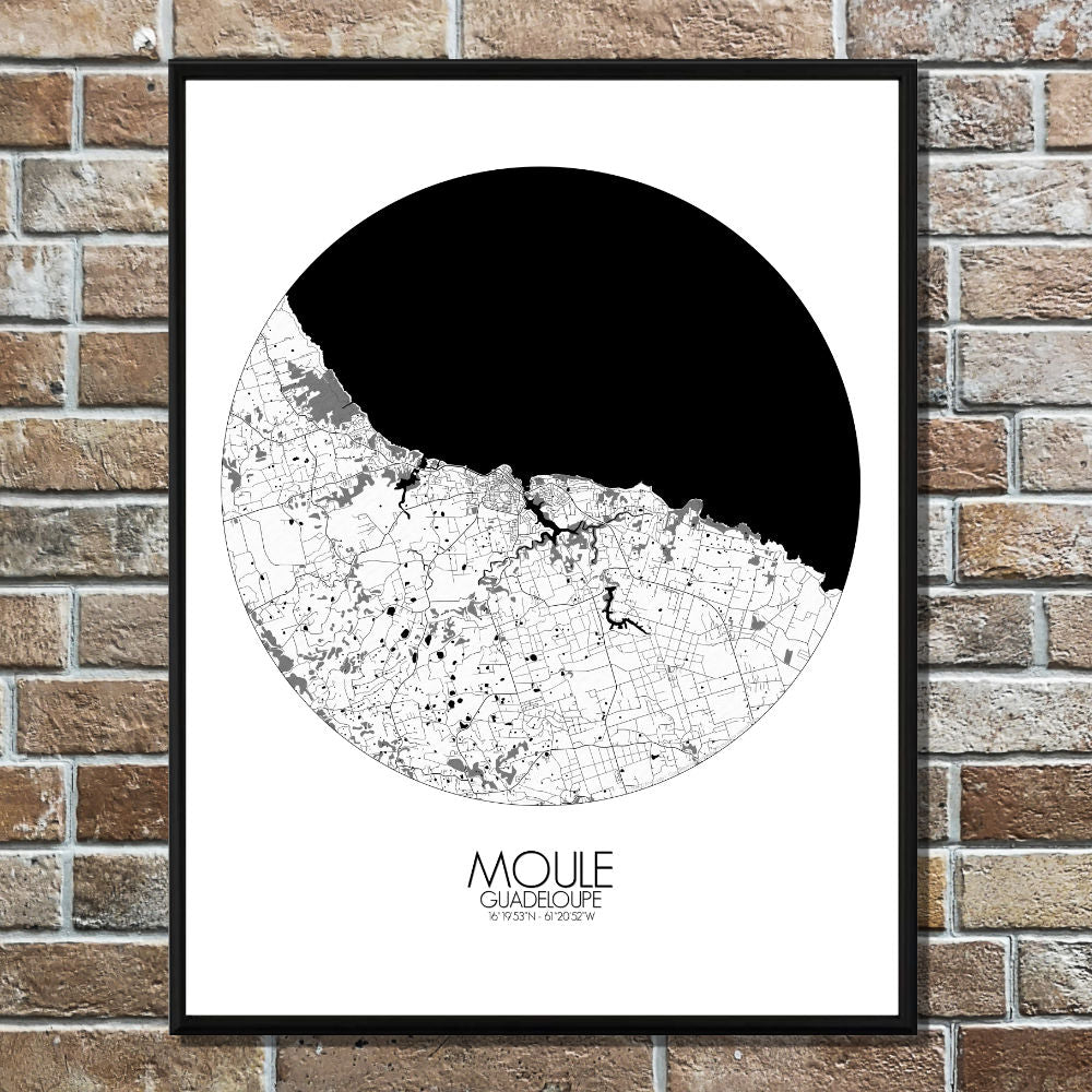 Mapospheres Moule Black and White round shape design poster city map