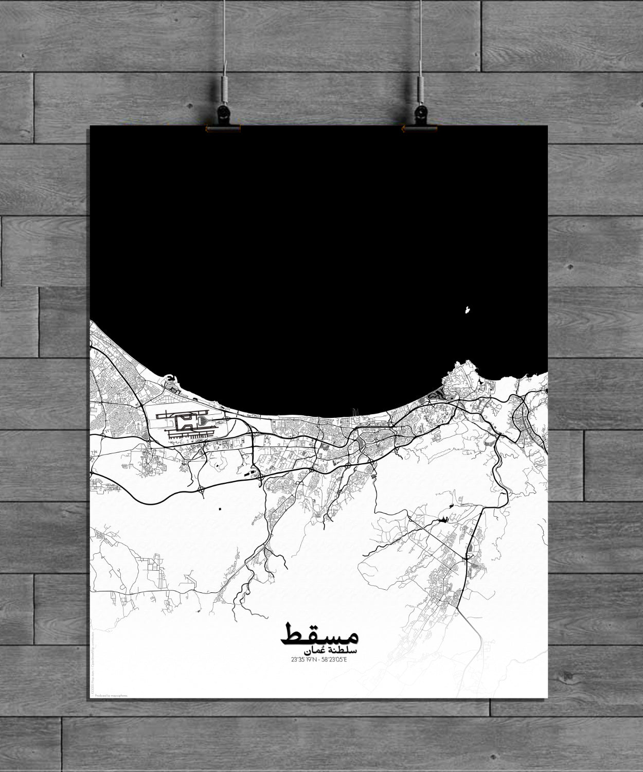 Muscat Black and White full page design poster city map