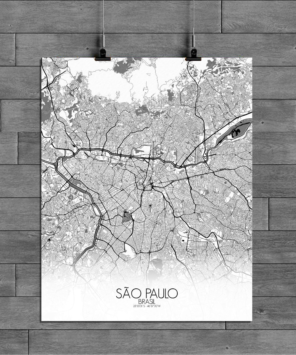 Mapospheres Sao Paulo Black and White full page design poster city map