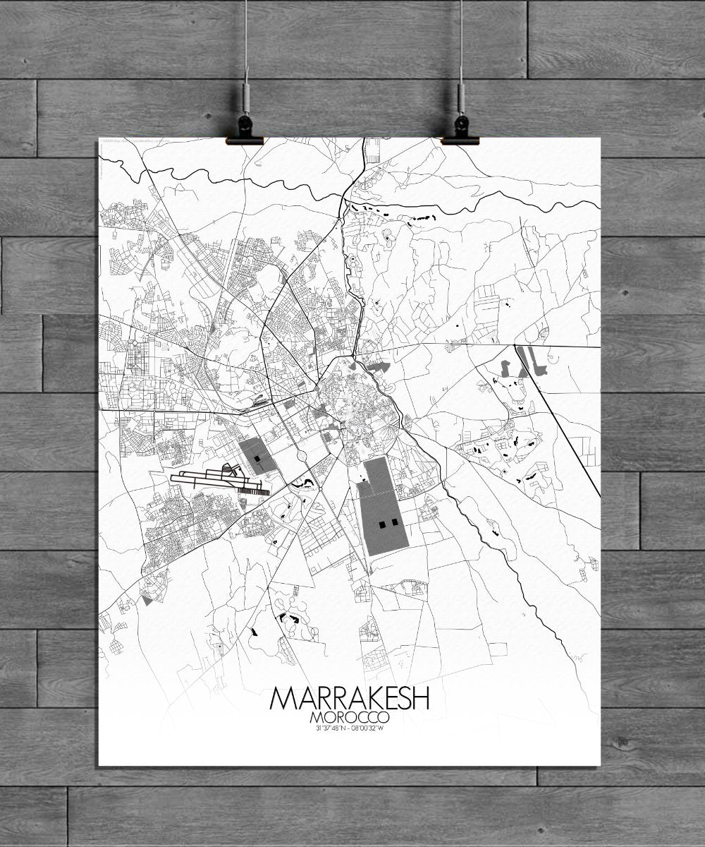 Mapospheres Marrakesh Black and White full page design poster city map