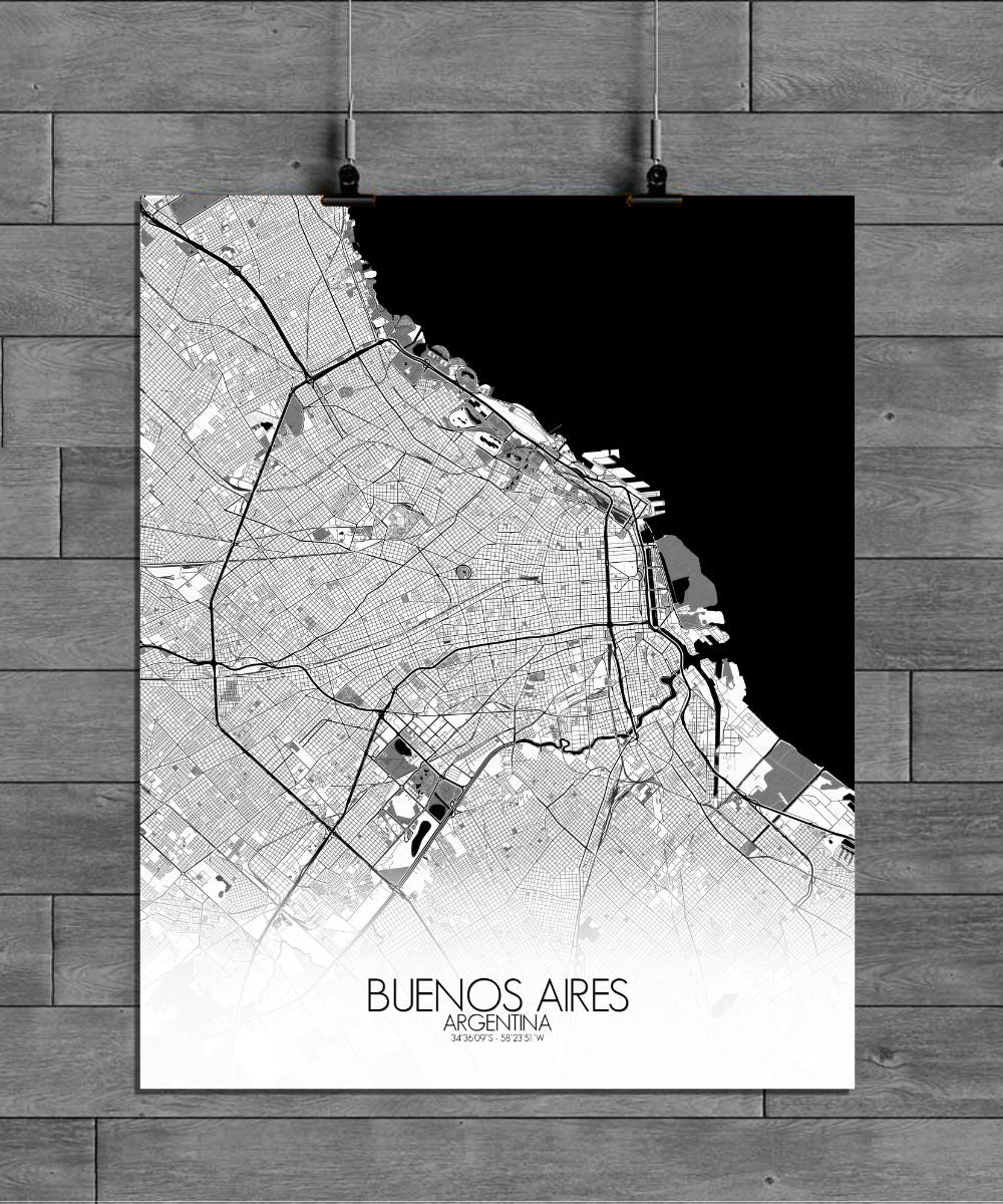 Mapospheres Buenos Aires Black and White full page design poster city map