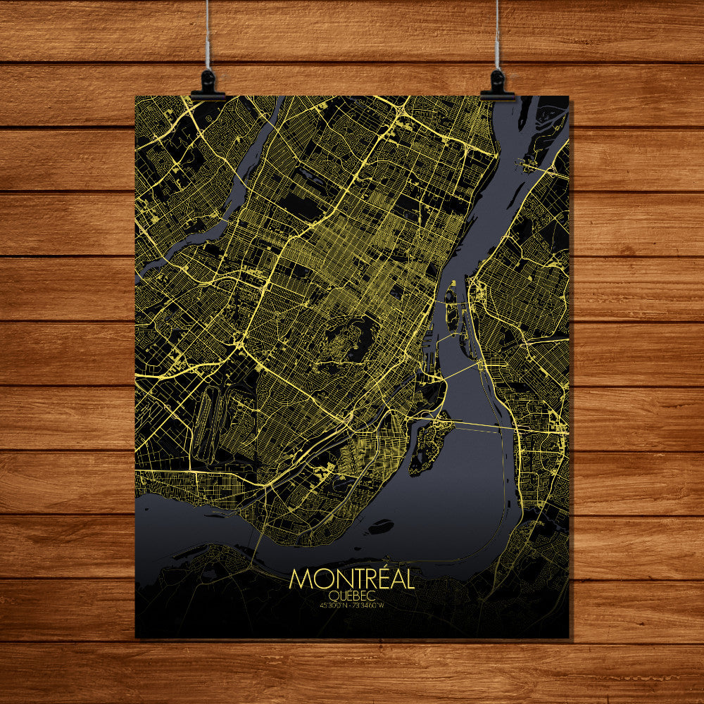 Mapospheres Montreal Night full page design poster city map