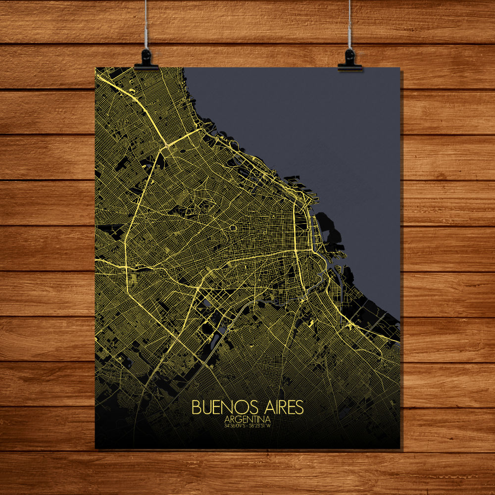 Mapospheres Buenos Aires Night full page design poster city map