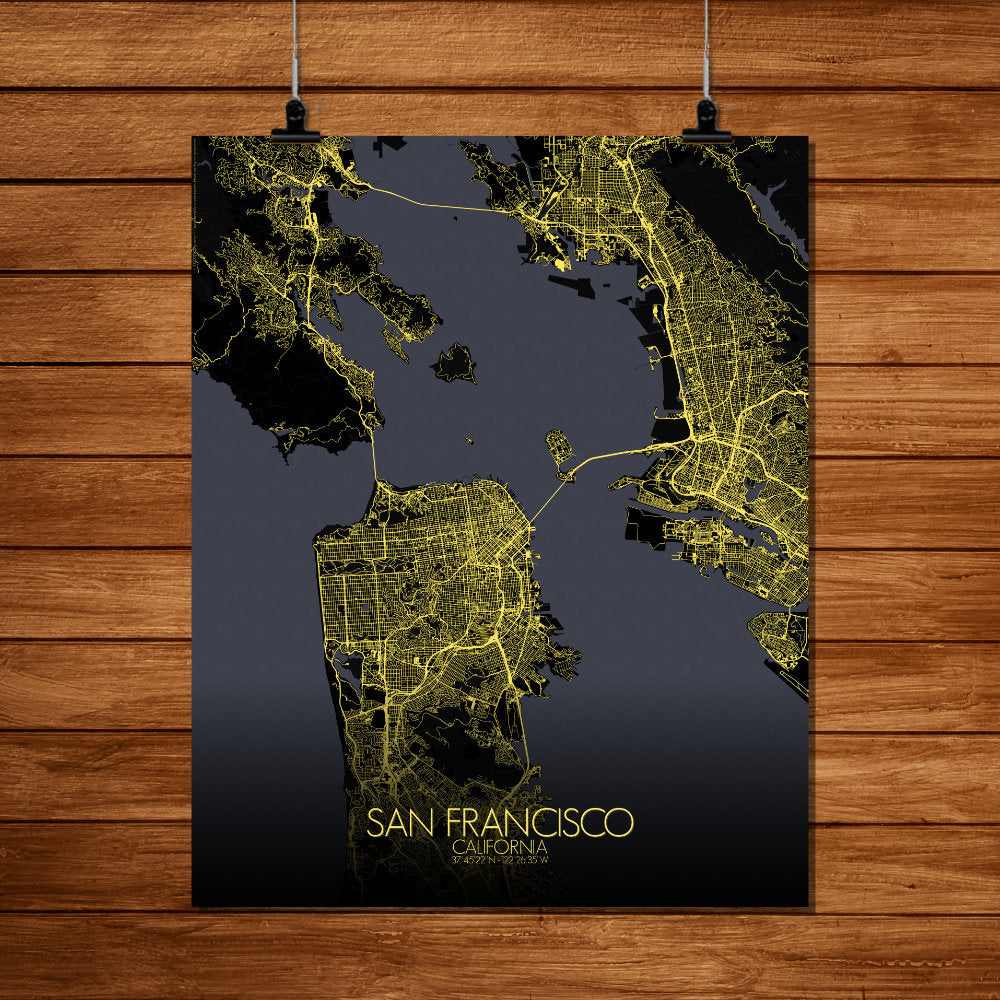 Mapospheres San Francisco Night full page design poster city map