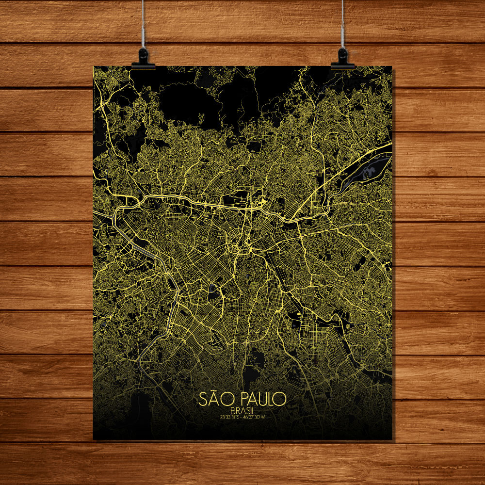 Mapospheres Sao Paulo Night full page design poster city map