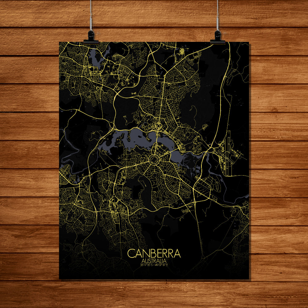 Mapospheres Canberra Night full page design poster city map