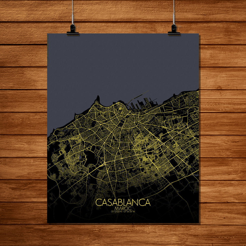 Mapospheres Casablanca Night full page design poster city map