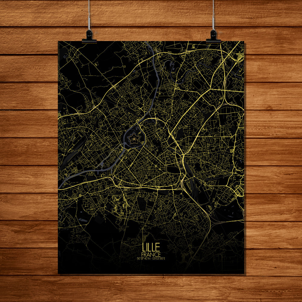 Mapospheres Lille Night full page design poster city map
