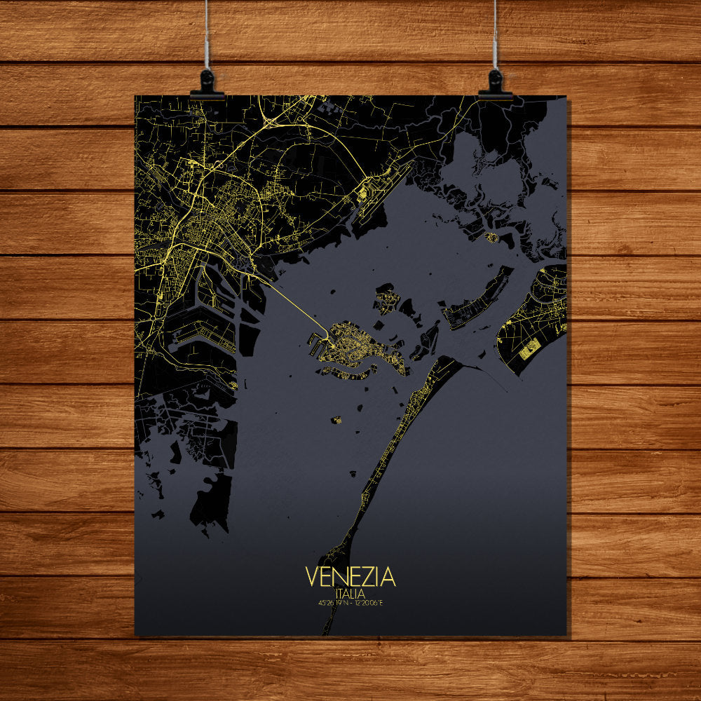 Mapospheres Venice Night full page design poster city map