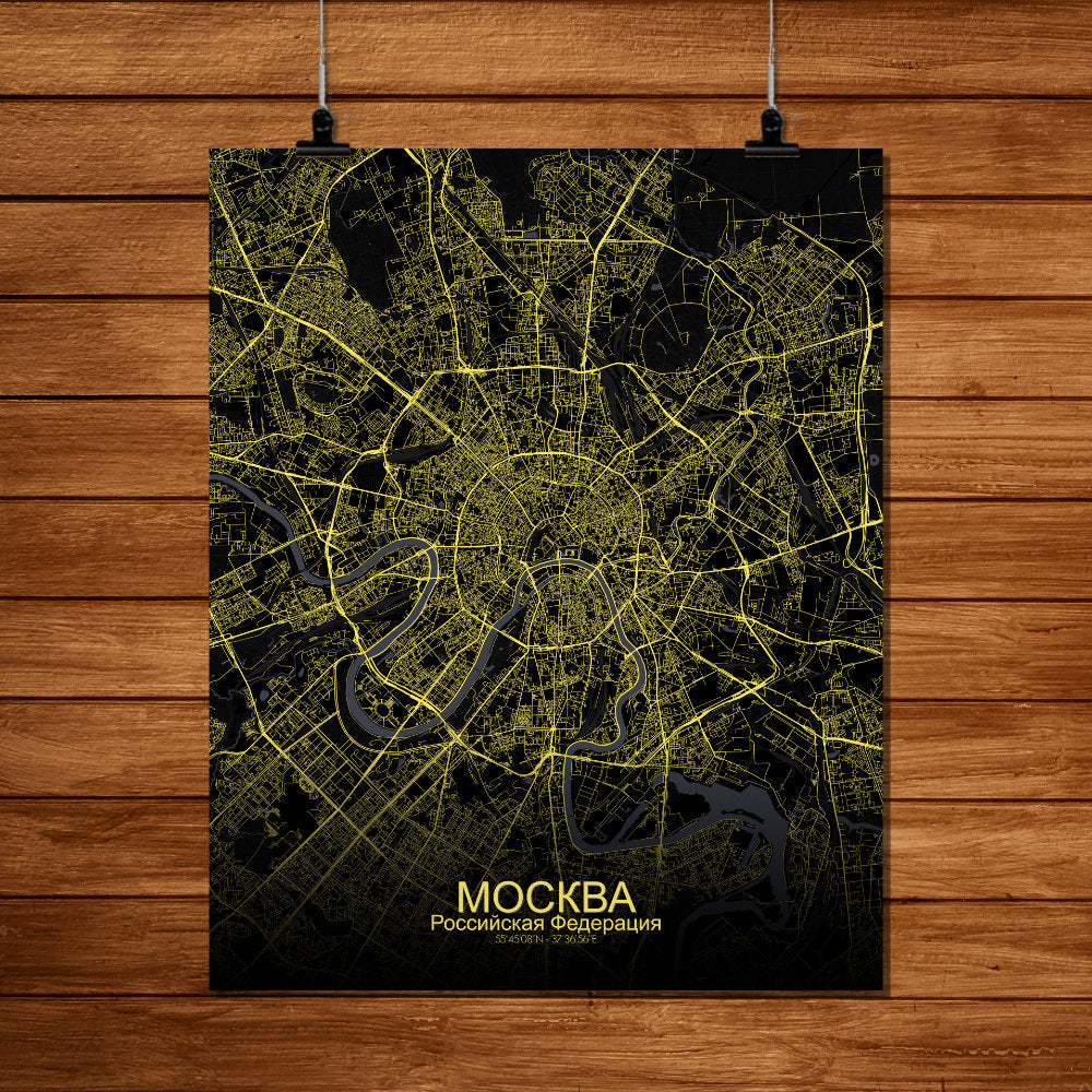 Mapospheres Moscow Night full page design poster city map